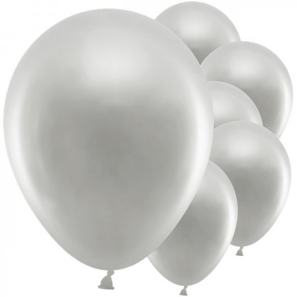 10 festlige metalliske balloner sølv 30cm