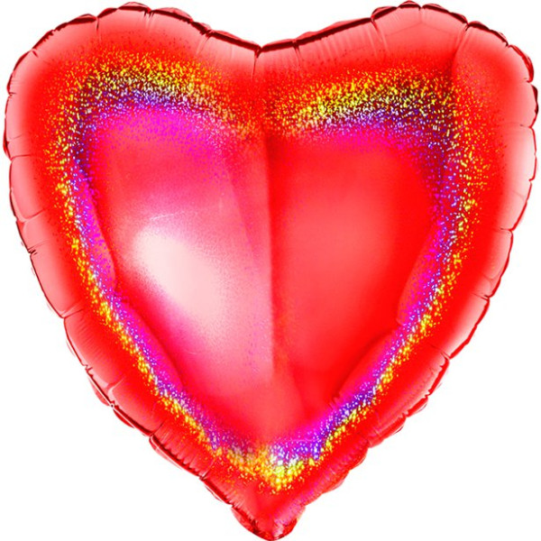 Holographic red heart balloon 45cm