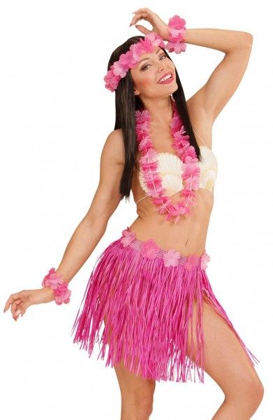 Roze Hawaï hula meisjes kostuum set voor dames 2