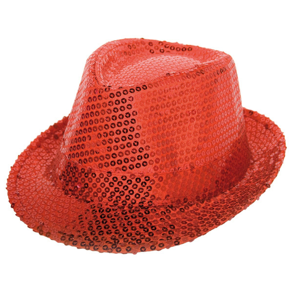 Pailletten hoed in rood