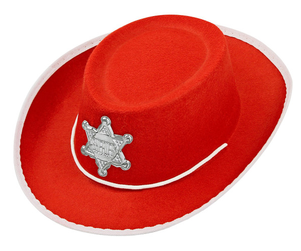 Sheriff Cowboy Hut für Kinder rot