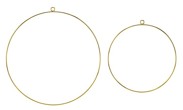 2 Golden Metal Hangers Round