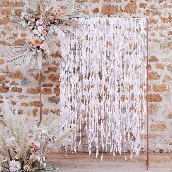 Country Wedding Pink Leaves Curtain