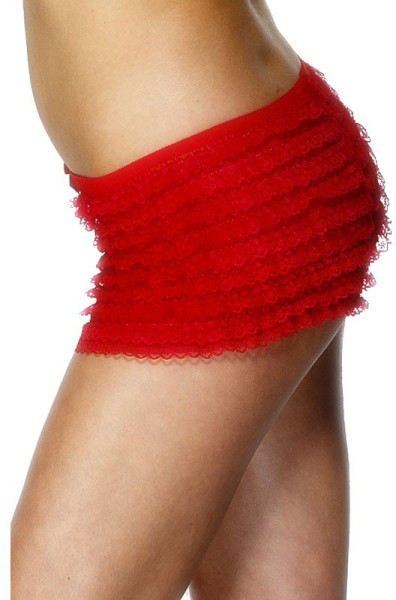 Red ruffle panty with lace