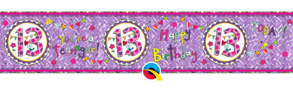 Lila Hello Teenager 13th Birthday Banner 2,6m