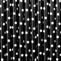 10 dotted paper straws black 19.5cm