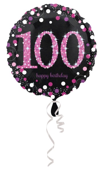 Pink 100th Birthday Folienballon 43cm