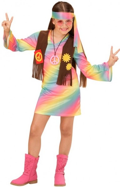 Regenbogen Hippie Mädchenkostüm