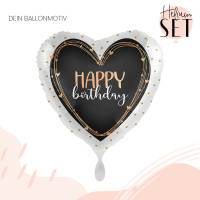 Vorschau: Happy Birthday Heart Ballonbouquet-Set mit Heliumbehälter