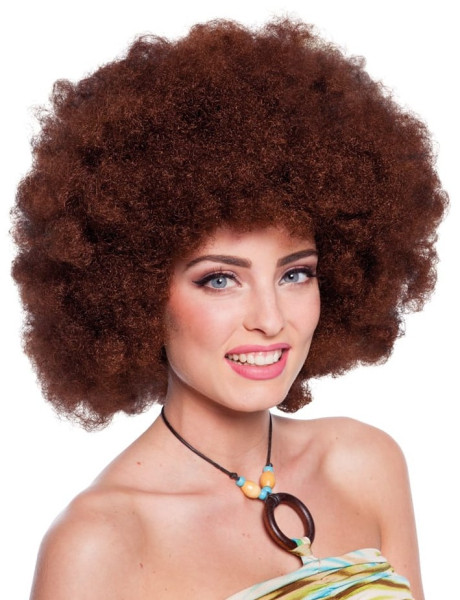 XXL Afro peruk i brunt