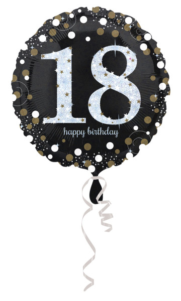 Gylden 18. fødselsdag folie ballon 43cm