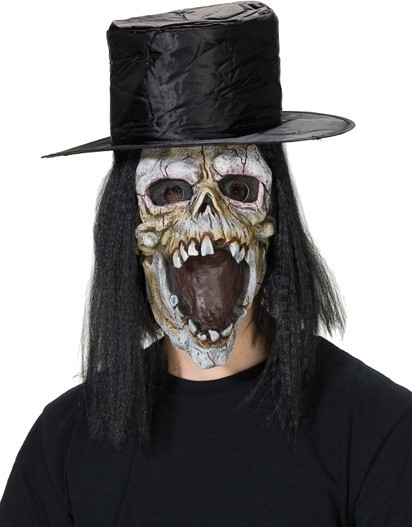 Halloween Maske Schädel Hut Haare Tod Skull