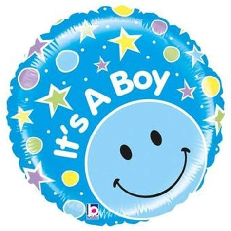 Folienballon Happy Baby Boy mit Smiley