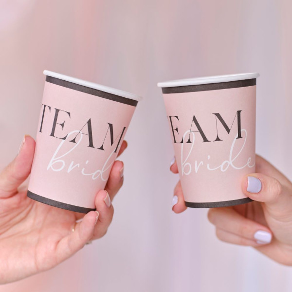 XX Pink-Black Team Bride paper cups XXml