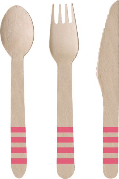 Flamingo Paradise wooden cutlery 24 pieces