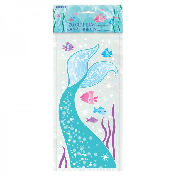 20 sachets cadeaux Magical Mermaid Sirena 13 x 28 cm