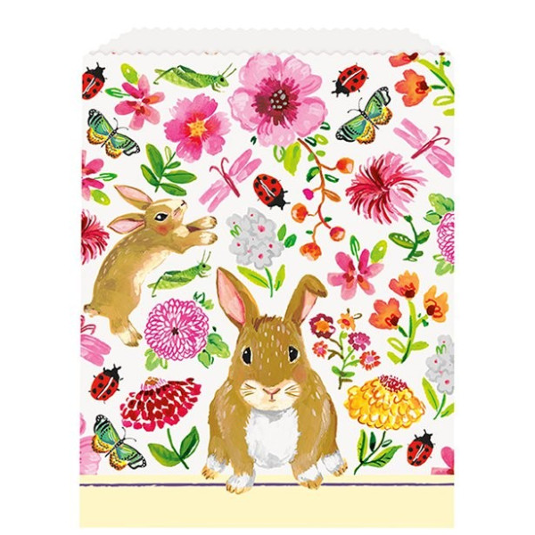 8 floral Easter bunny gift bags 21cm