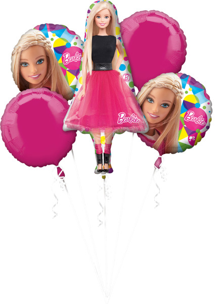 5 Barbie Fashionista balloon bouquet