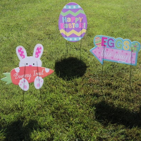 Happy Easter egg hunt garden signs
