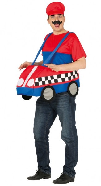Plumber in a men's racing car costume