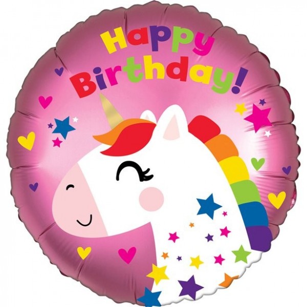 Verjaardag eenhoorn folieballon 46cm