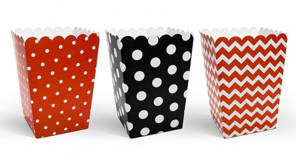 6 scatole di decorazione per popcorn in mix design 12,5 cm