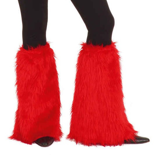 Plush leg warmers with flare in fire red