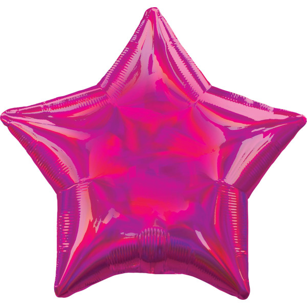 Holografisk stjerne ballon magenta 45cm