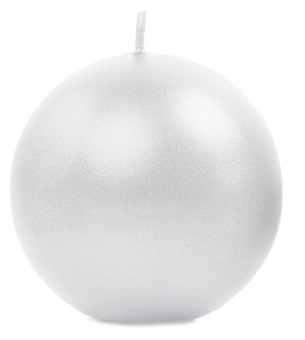 10 velas bola Torino blanco perla 6cm