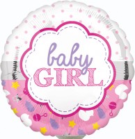 Vorschau: Stabballon Baby Girl gepunktet