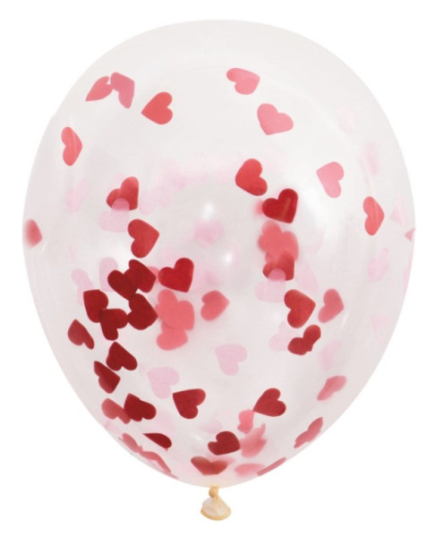 5 ballons confettis coeur or rose 40cm