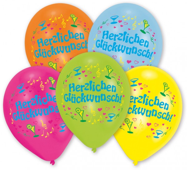 8 Herzlichen Glückwunsch Luftballons bunt
