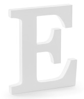Drewniana litera E biała 17 x 20 cm