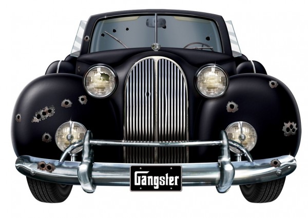 Gangster classico auto murale 26x42cm