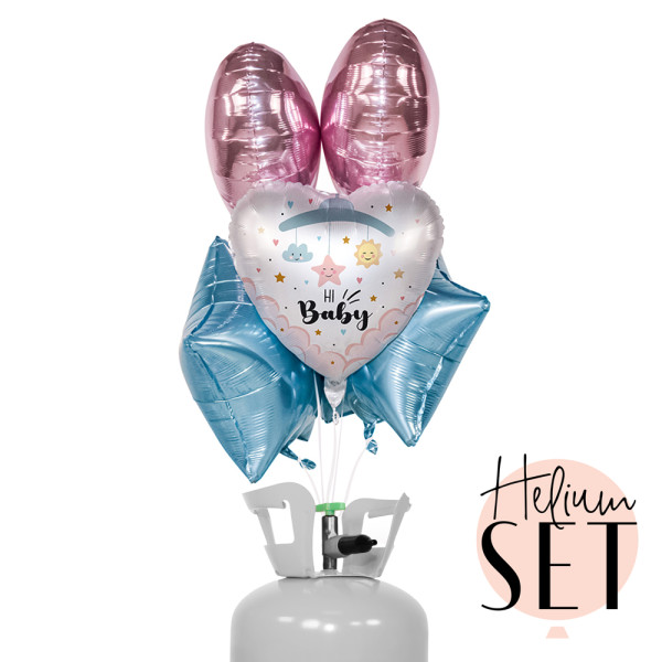 Hi Baby Ballonbouquet-Set mit Heliumbehälter