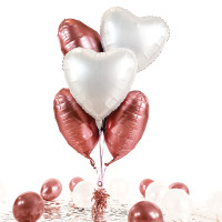 Vorschau: 5 Heliumballons in der Box mixed Rosegold & White Hearts