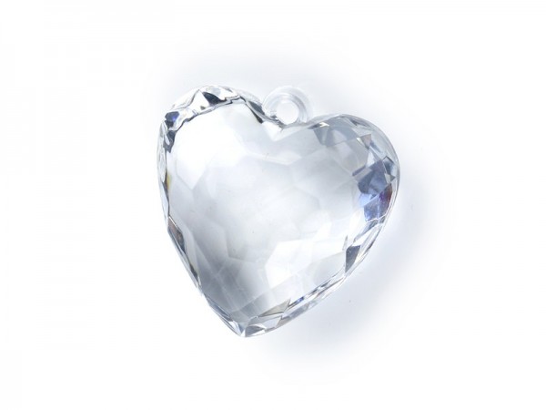 5 pendentifs en cristal coeur 4 x 4,2 cm