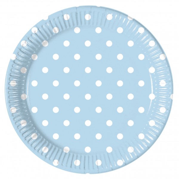 10 Mix Patterns dots plate light blue 23cm