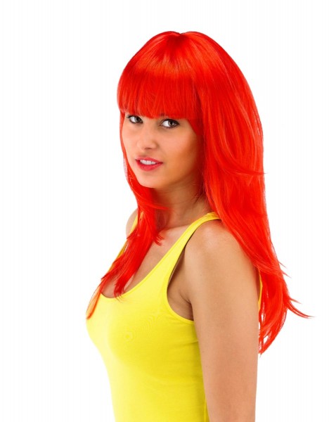 Red long hair wig Lola with bangs