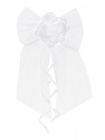 Vorschau: 2 weiße Satinschleifen mit Rose 18cm