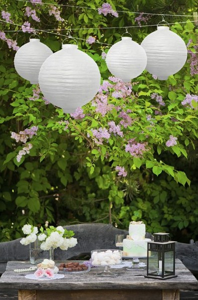 LED Lampion sommernætter hvid 30cm