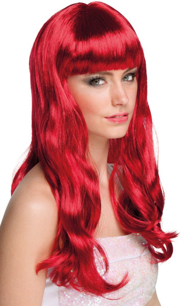 Ruby red wig with bangs