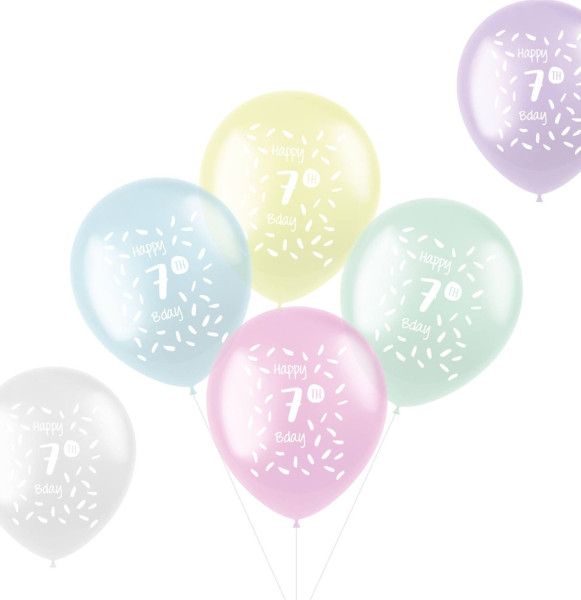 6 globos de látex Happy 7th B-Day 33cm