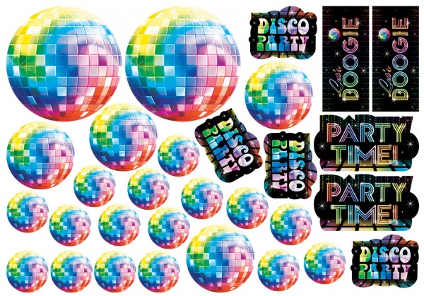 30-elementowa dekoracja ścienna Disco Fever z lat 70
