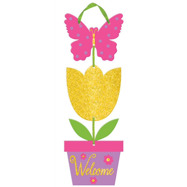 Glitter Spring Welcome sign