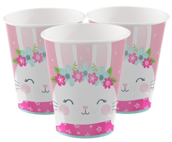 8 paper cups pink bunnies 255ml