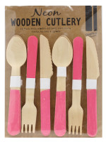 Preview: Neon pink cutlery set 18 pieces