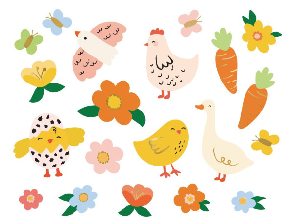Set de tatouages amusants de Pâques colorés 20 pièces