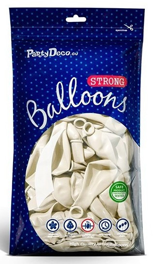 50 Partystar metallic Ballons weiß 27cm 2
