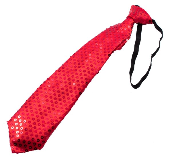 Czerwony cekinowy krawat z diodą LED